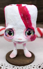Handmade Spun Cotton Sculpture Peppermint Puff OOAK Art Doll Creature Cute Rare picture