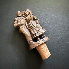 VINTAGE ALSACE FIGURAL VICTORIAN PEOPLE CORK FRENCH RESIN BOTTLE STOPPER picture
