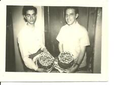 vintage old photo 2 handsome young men & cakes picture