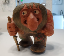 Rare Vintage Anton Sveen Midcentury Handcarved Birchwood Troll Figure, Norway picture