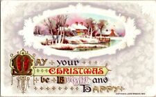 Postcard May Your Christmas Be Bright And Happy Winter Farm John Winsch 1910 picture