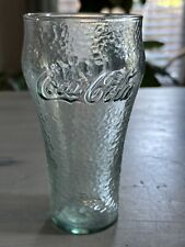 Vintage 16 oz Coca-Cola Glass Pebbled Dimpled Textured Green COKE picture