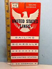 1955 S.S. United States & America Sailing Schedule No. 5 New York to Europe Map picture