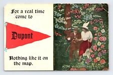 1913 Dupont IN Postcard Courting Couple Message is Man asking Woman to Send Pics picture