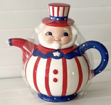 Johanna Parker Carnival Cottage Patriotic America July 4th Uncle Sam Teapot picture