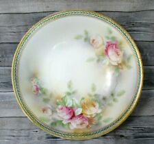 Vintage Rose Bowl Germany Decorative Centerpiece Pink and Peach Roses Large 10