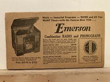 1938 Emerson Radio Phonograph Postcard Warranty Card New York Vtg Vtg picture