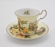 Vintage Queen's Staffordshire England Teacup And Saucer Yellow Rose Cottage  picture