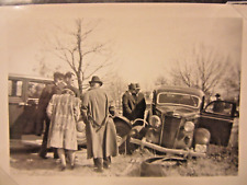 1929 ? PACKARD Sedan & 1936 DODGE Sedan, wreck, FOUR b&w photos 3 1/2