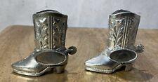 Metal Cowboy Boots Salt And Pepper Shaker Set- Silver picture