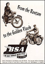 1953 BSA Motorcycles Bantam & Golden Flash British UK retro photo print ad XL14 picture