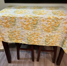vtg VERA Neumann Yellow Gold Watercolor Floral Cotton Tablecloth 68.5”x 50” EUC picture