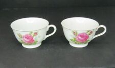 VTG Hand Painted Floral Rose Tea Cup Pair picture