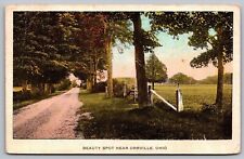 Orrville Ohio OH Country Road Forest Fence Landscapes WOB Vintage PM Postcard picture