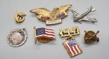 WWII Army, Navy, USMC God Bless America Eagle, 1941 - Flag Home Front Pins Lot picture
