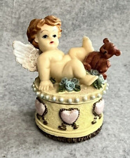 Small Vintage Angel & Teddy Bear Trinket Box |  picture
