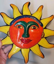 Mexican Talavera ? 10in Sun Face Hand Painted Wall Decor picture