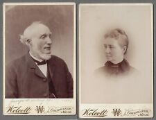 Coldwater Mich 1889 Identified Mr/Mrs Geo Harding Cabinet Card Photos Lot of 2 picture