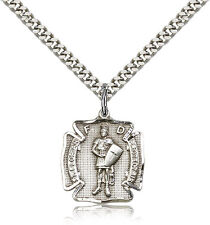 Saint Florian Medal For Men - .925 Sterling Silver Necklace On 24 Chain - 30... picture