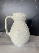 Antique English 19th Century Cream Drabware Pitcher Salt Glaze Ceramic HUDSON picture