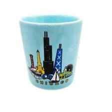 Chicago Cityscape Skyline Blue Ceramic Shot Glass Souvenir Postcard Factory picture