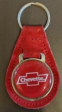 VINTAGE Chevette Red Suede Leather Keychain Chevy Automotive Very Good Condition picture