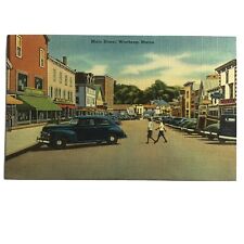 Vintage Postcard Main Street Winthrop Maine Old Automobiles 1930-1940 picture