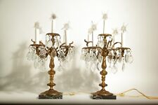 Incredible Pair of Vintage Brass and Crystal Table Chandeliers picture
