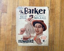 Vtg 1928 THE BARKER Sills Mackaill Movie POSTER First National Pictures 14 x 17