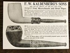 c1890s F.W.KALDENBERG'S SONS Vtg Print Ad Lot~Fine Meerschaum&Briar Smoke Pipes picture