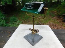 Antique Emeralite Banker's Lamp Brass Lead Base Green Glass 10Lbs 16.5