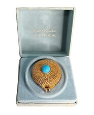 Vintage Estée Lauder Youth Dew Solid Perfume Locket w Box Blue Opaline Stone picture