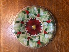 Vintage Peggy Karr Signed Fused Art Glass Poinsettia Bowl-8 1/2
