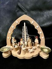 Vintage Nativity Scene Candlestick Holder Made By Erzgebirge Handmade in Germany picture