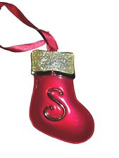 Harvey Lewis Christmas Stocking Initial S Ornament W Swarovsky Crystals NWOT NR picture