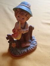 Vintage Napco #l76  Tiny Tots Little Boy playing Trumpet W/ Bird ADORABLE. (17) picture