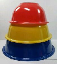 VTG PYREX MIXING BOWLS PRIMARY COLORS CLEAR BOTTOM 322 323 325  SET  picture