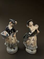 Vintage Porcelain Victorian Ladies Made in Occupied Japan Blue and White 5” Tall picture