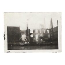 Rare Vintage Photo Port Heron Michigan 1943 Fire Destroys White Block Building picture