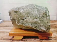 1518 Grams Soft Green Monatomic Andara Crystal with Wood Base picture