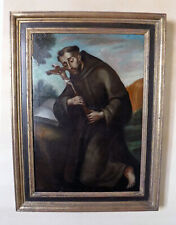 Antique 17th Century Saint Francis Italian Art Painting Religious Oil On Canvas picture
