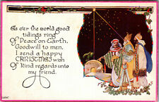 Happy Christmas 3 Wise Men Peace On Earth Vintage Postcard  picture