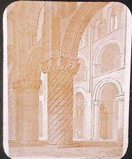 Drawing, Interior of Waltham Abbey, England, Magic Lantern Glass Slide picture