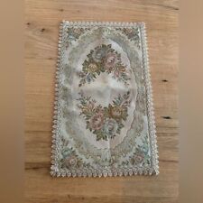 Vintage Victorian Embroidered Table Runner Pink Green Ivory Res Backing Lace Pre picture