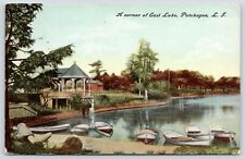 Patchogue Long Island New York~East Lake Corner~Gazebo Boat House~1908 IPCC picture