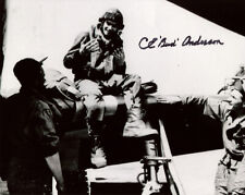 CLARENCE BUD ANDERSON SIGNED 8x10 PHOTO P-51 WORLD WAR II TRIPLE ACE BECKETT BAS picture