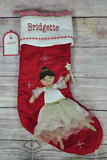 Pottery Barn Kids Quilted Fairy Christmas Stocking Red White Bridgette Monogram picture