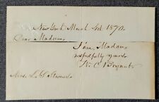 1870 William Cullen Bryant Poet Thanatopsis Journalist Autograph Letter Pieces picture