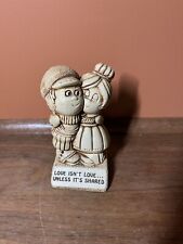 Vintage 1970s Statue Kitsch Love Isn’t Love Unless It’s Shared Beige  picture