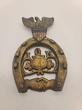Vtg Ancient Order of The Hibernians A.O.H. Cast Metal Horseshoe Plaque TOMBSTONE picture